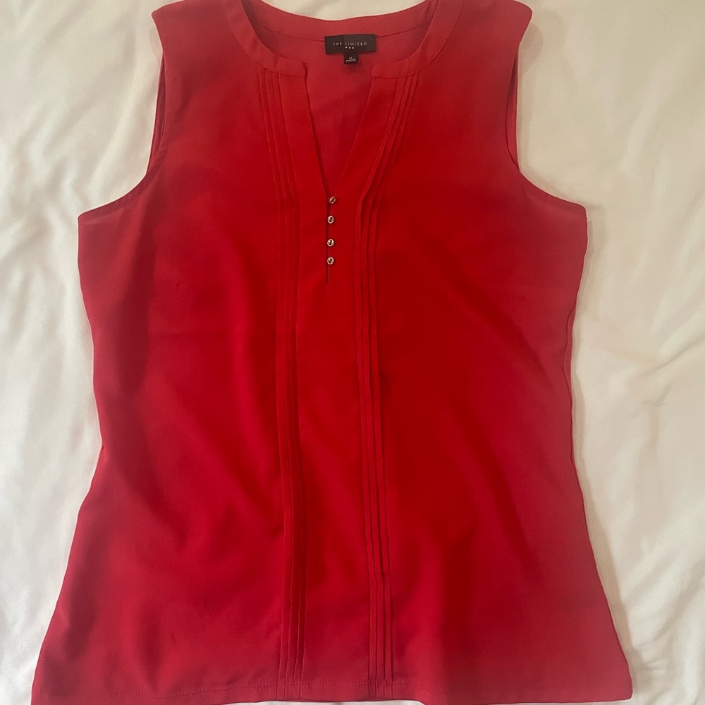 Sleeveless orange blouse